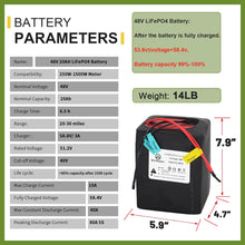 Load image into Gallery viewer, 48V 20AH Ebike Battery LiFePO4 Battery Pack for Electric Scooter 40A BMS