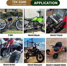 Load image into Gallery viewer, 72V 25Ah Lithium Lifepo4 Ebike Battery Pack for Electric Bike Motor Scooter 50A BMS 5A Charger