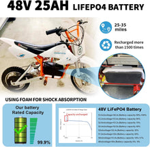 Load image into Gallery viewer, 48v 25ah Lithium Lifepo4 Ebike Battery Pack fit for 1000W Motor Scooter 50A BMS