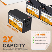 Load image into Gallery viewer, 24V 100Ah LiFePO4 Lithium BtrPower Battery for RV Marine Solar System 100A BMS