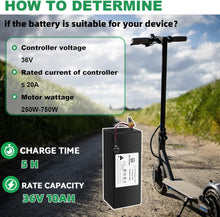 Load image into Gallery viewer, 36V 10Ah Ebike Battery Pack with 3A Charger and BMS for Scooter Bicycles Motorcycle