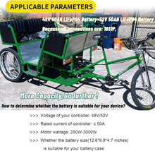 Load image into Gallery viewer, 48V 50AH Bicycle Battery LiFePO4 Electric Bicycle Bike Scooter Battery 48 Volt 50A BMS