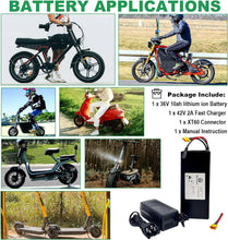 Load image into Gallery viewer, 36V 10Ah Ebike Battery Pack with 3A Charger and BMS for Scooter Bicycles Motorcycle