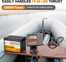 Load image into Gallery viewer, 24V 100Ah LiFePO4 Lithium BtrPower Battery for RV Marine Solar System 100A BMS