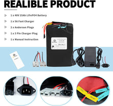 Load image into Gallery viewer, 48v 25ah Lithium Lifepo4 Ebike Battery Pack fit for 1000W Motor Scooter 50A BMS