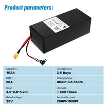 Load image into Gallery viewer, 36V 10AH 48v 10AH Lithium Li-ion Battery with 3A Charger and 20A BMS