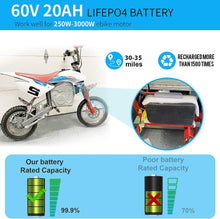 Load image into Gallery viewer, 60v 20ah Lifepo4 Battery Pack for Electric Bike Bicycle Scooter Rechargeable Batteries