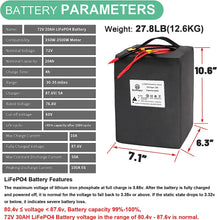 Load image into Gallery viewer, 72V 20Ah 72 Volt Rechargeable Battery Pack Lifepo4 Battery Electric Bike Battery