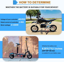 Load image into Gallery viewer, 48v 25ah Lithium Lifepo4 Ebike Battery Pack fit for 1000W Motor Scooter 50A BMS