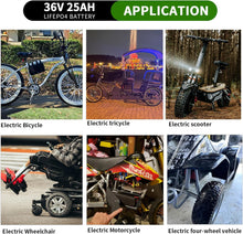 Load image into Gallery viewer, 36V 25Ah Ebike Battery Pack Lithium LiFePO4 for Scooter Electric Bike 30A BMS