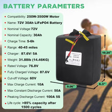 Load image into Gallery viewer, 72V 30Ah 72Volt Ebike Battery Pack Lifepo4 Electric Bike Bicycle Scooter Batteries