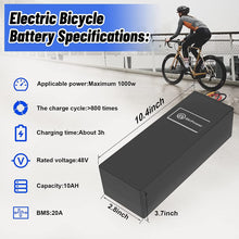 Load image into Gallery viewer, Ebike Lithium Li-ion Battery Pack 48V 10AH for Electric Bike Bicycles Scooter