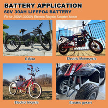 Load image into Gallery viewer, 60V Lithium Lifepo4 Electric Bike Battery 30Ah E Bike Rechargeable Bicycle Batteries Pack
