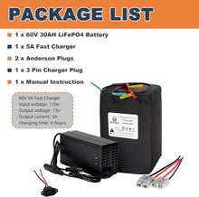 Load image into Gallery viewer, 60V Lithium Lifepo4 Electric Bike Battery 30Ah E Bike Rechargeable Bicycle Batteries Pack
