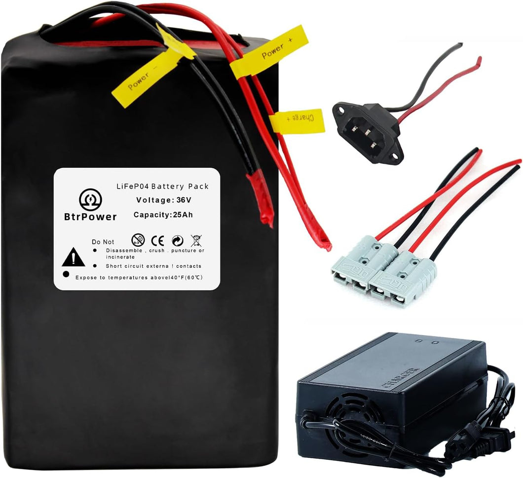 36V 25Ah Ebike Battery Pack Lithium LiFePO4 for Scooter Electric Bike 30A BMS