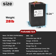 Load image into Gallery viewer, 72V 20Ah Lifepo4 Ebike Battery Pack for Electric Bike Motor Scooter 50A BMS
