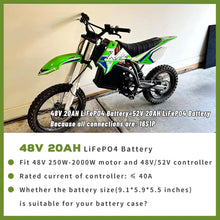 Load image into Gallery viewer, 48V 20AH Ebike Battery LiFePO4 Battery Pack for Electric Scooter 40A BMS

