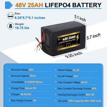 Load image into Gallery viewer, 48v 25ah Lithium Lifepo4 Ebike Battery Pack fit for 1000W Motor Scooter 50A BMS

