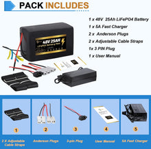 Load image into Gallery viewer, 48v 25ah Lithium Lifepo4 Ebike Battery Pack fit for 1000W Motor Scooter 50A BMS
