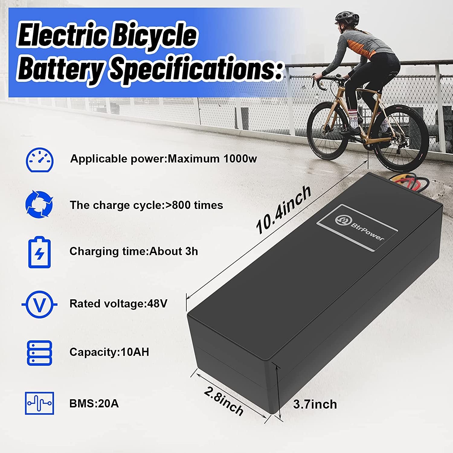 electric bicycle battery specifications Ebike Lithium Li-ion Battery Pack 48V 10AH for Electric Bike Bicycles – BtrPower_Battery